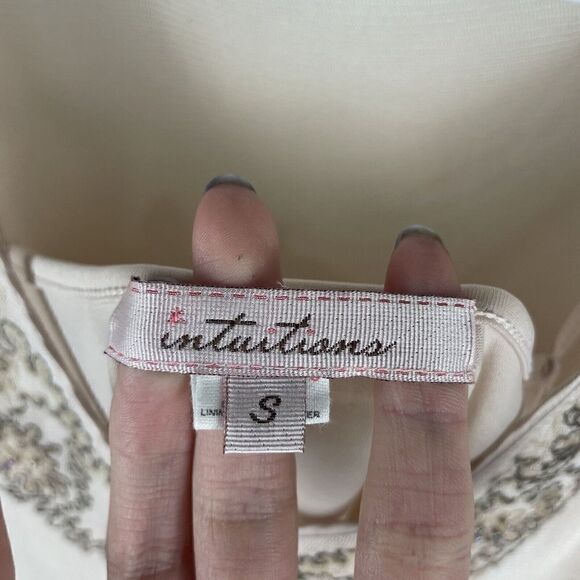 Vintage Y2K Intuitions Mesh Baby Pink Beaded  Silk Long Sleeve‎ Top Size S - Picture 3 of 8